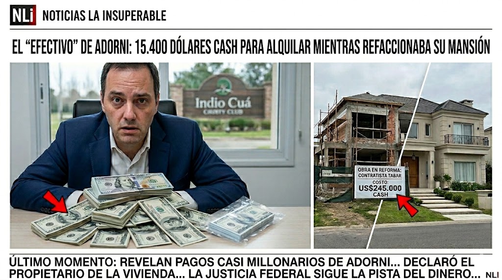 MÁS GASTOS – El «Efectivo» de Adorni: 15.400 dólares cash para alquilar mientras refaccionaba su mansión