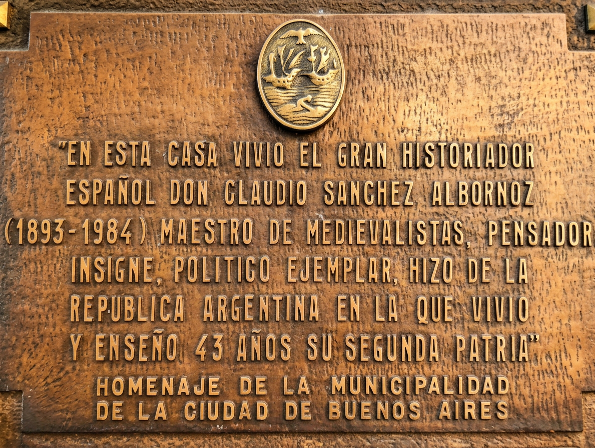 image Placa conmemorativa en honor a Claudio Sánchez Albornoz, historiador español, que vivió en Buenos Aires, Argentina.