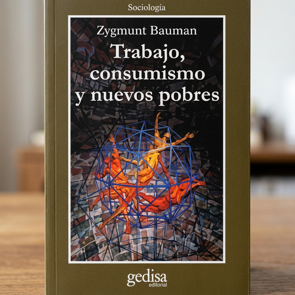 Portada del libro 'Trabajo, consumismo y nuevos pobres' de Zygmunt Bauman, con una ilustración abstracta y el logo de Gedisa editorial.